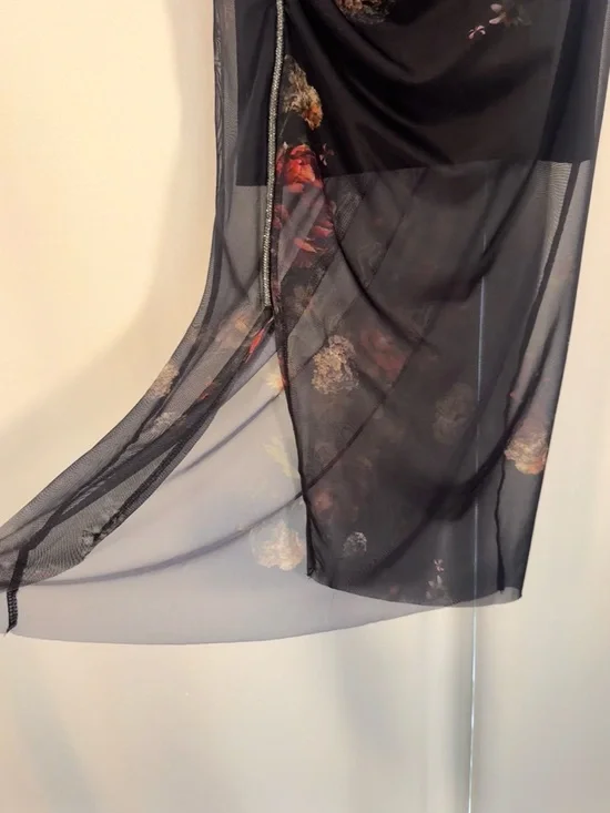 All Saints Nora Ruched Sparkle Midi Dress - Picture 7 of 9